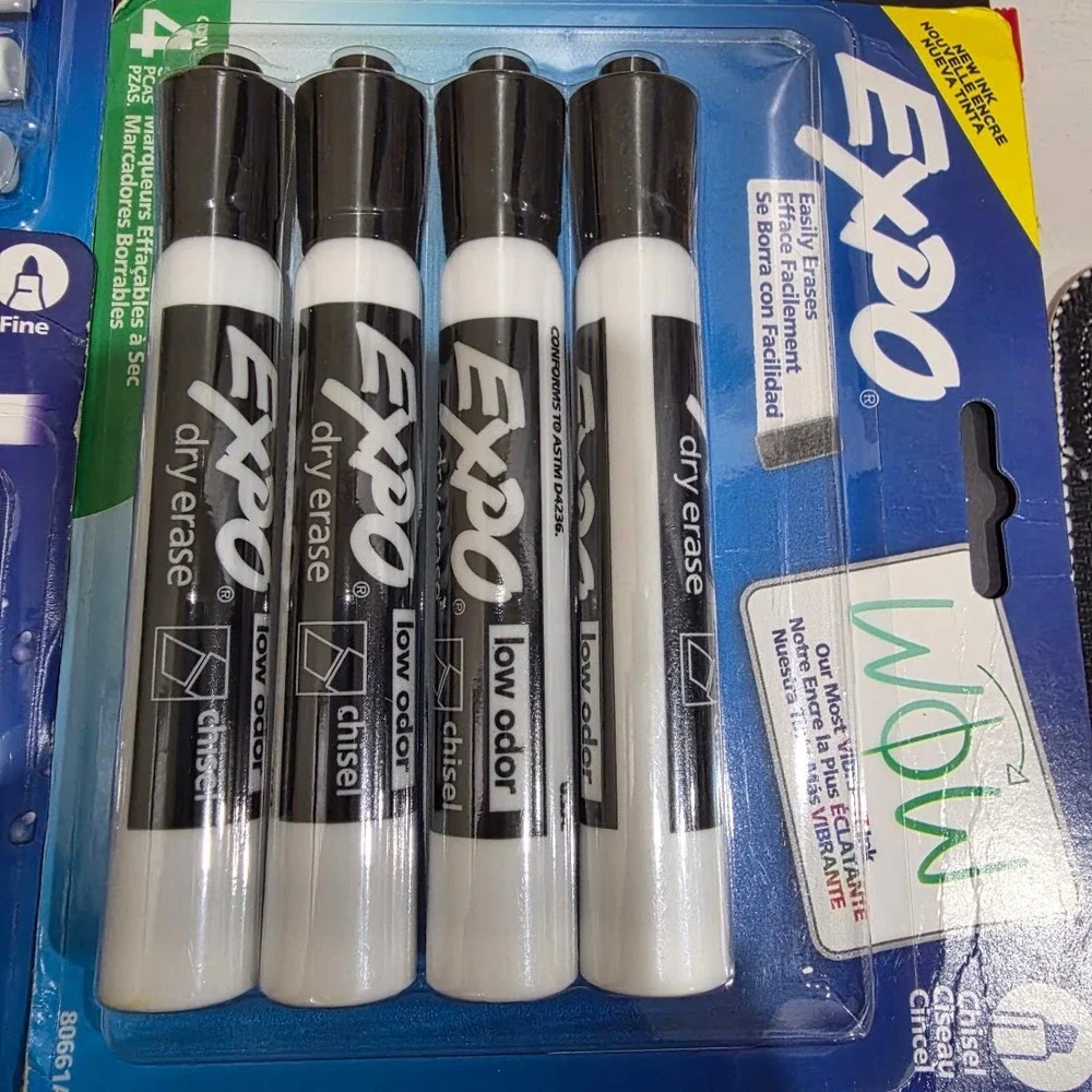 Expo Dry Erase Markers Bundle 3 Packs Chisel Fine Tip Wet Erase Mixed Colors NEW